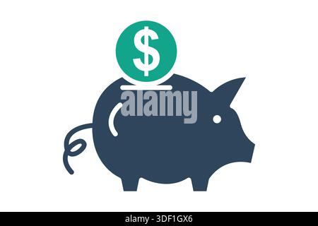 Savings icon. solid icon style. icon related to benefit. business elements vector illustration Stock Vector