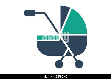 Baby stroller icon. solid icon style. icon related to maternity. benefit elements vector illustration Stock Vector