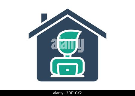 Remote work icon. solid icon style. icon related to benefit. business elements vector illustration Stock Vector