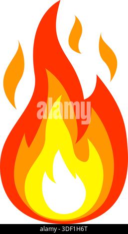 fire flame red hot simple icon symbol vector isolated on transparent background Stock Vector