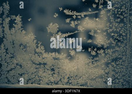 Frozen Winter Window Texture with Ice Patterns Stock Photo