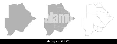 Set of BOTSWANA Maps with Main Map and Regional maps Stock Vector