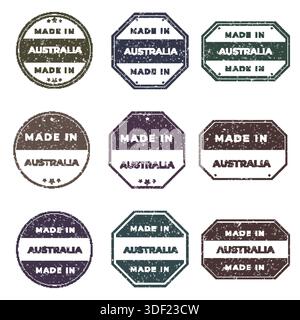 Set of Made In AUSTRALIA Labels Ready to use for Product Emblem Stock Vector