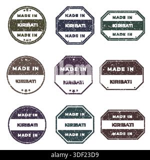 Set of Made In KIRIBATI Labels Ready to use for Product Emblem Stock Vector