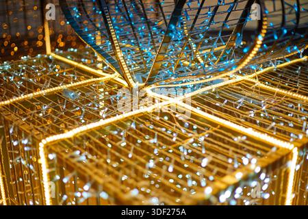 Abstract Christmas lights gift box, holiday decoration Stock Photo