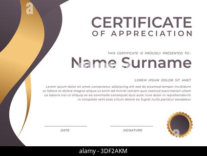 Elegant Professional Achievement Certificate with Beautiful Colors Stock Vector