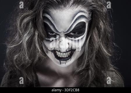 Halloween creative make up, smiling Stock Photo