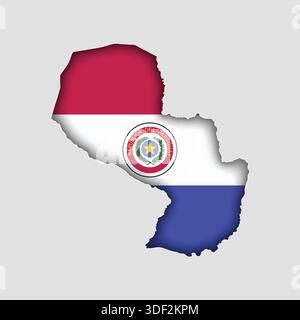 PARAGUAY Map with flag in body Stock Vector
