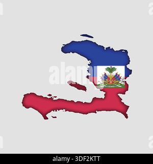 HAITI Map with flag in body Stock Vector