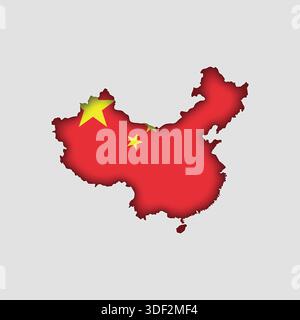 CHINA Map with flag in body Stock Vector