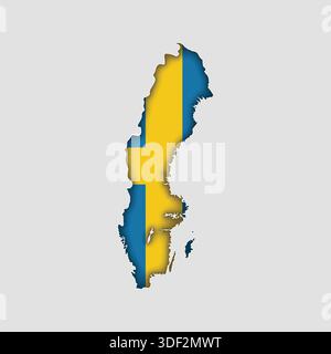 SWEDEN Map with flag in body Stock Vector