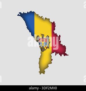 MOLDOVA Map with flag in body Stock Vector