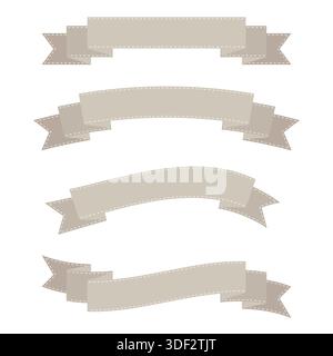 Frame Set of Various Simple Ribbons Isolated On White Background Stock Vector