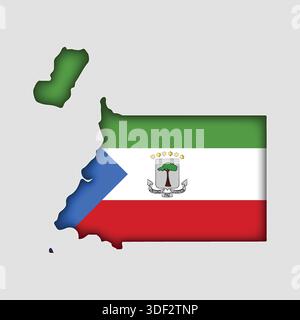 EQUATORIAL GUINEA Map with flag in body Stock Vector