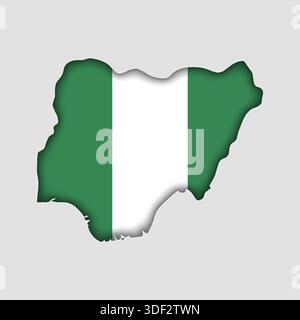 Nigeria Map with flag in body Stock Vector