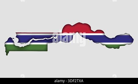 GAMBIA Map with flag in body Stock Vector