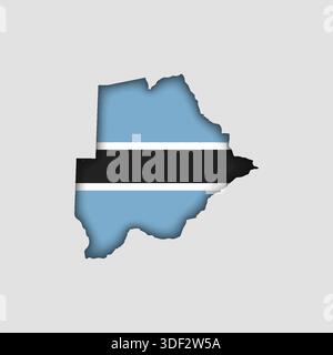 BOTSWANA Map with flag in body Stock Vector