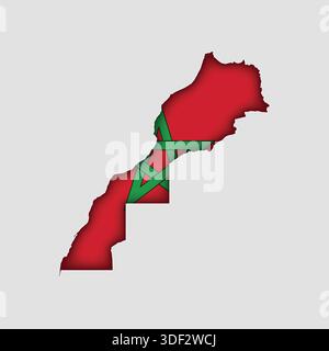 Morocco Map with flag in body Stock Vector