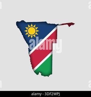 NAMIBIA Map with flag in body Stock Vector