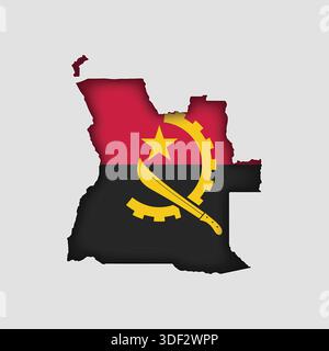 ANGOLA Map with flag in body Stock Vector