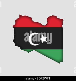LIBYA Map with flag in body Stock Vector