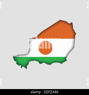 NIGER Map with flag in body Stock Vector