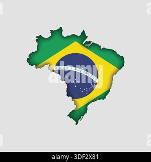 BRAZIL Map with flag in body Stock Vector