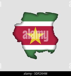 SURINAME Map with flag in body Stock Vector