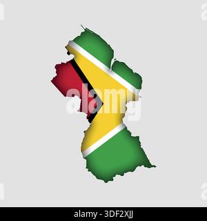 GUYANA Map with flag in body Stock Vector