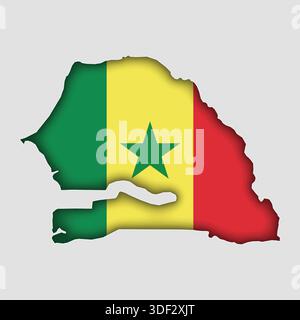 SENEGAL Map with flag in body Stock Vector