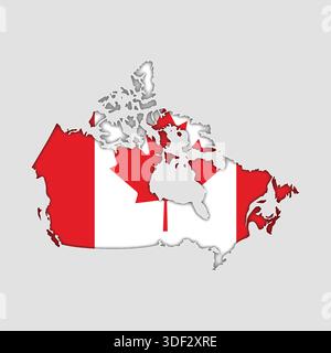CANADA Map with flag in body Stock Vector