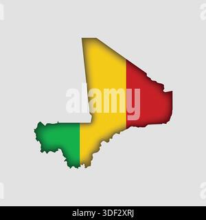 MALI Map with flag in body Stock Vector