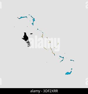 BAHAMAS Map with flag in body Stock Vector