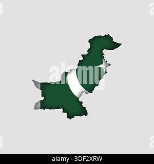 PAKISTAN Map with flag in body Stock Vector