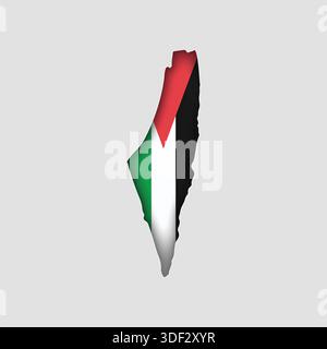 PALESTINE Map with flag in body Stock Vector