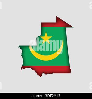 MAURITANIA Map with flag in body Stock Vector