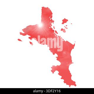 Map of SEYCHELLES with Beautiful Sun and Clouds in Body Stock Vector