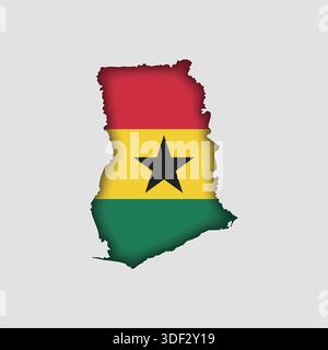 GHANA Map with flag in body Stock Vector