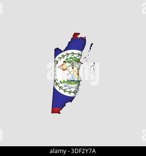 BELIZE Map with flag in body Stock Vector