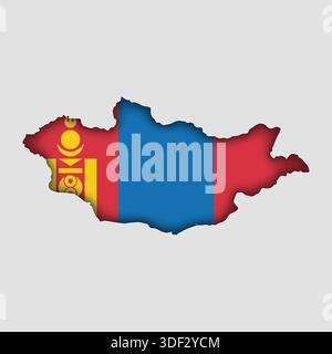 MONGOLIA Map with flag in body Stock Vector