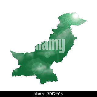 Map of PAKISTAN with Beautiful Sun and Clouds in Body Stock Vector