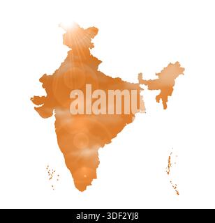 Map of INDIA with Beautiful Sun and Clouds in Body Stock Vector
