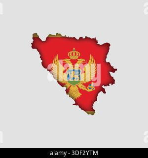MONTENEGRO Map with flag in body Stock Vector