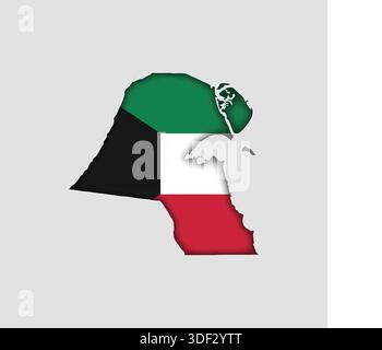 KUWAIT Map with flag in body Stock Vector