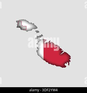 MALTA Map with flag in body Stock Vector
