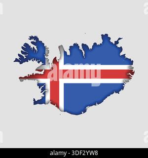 ICELAND Map with flag in body Stock Vector