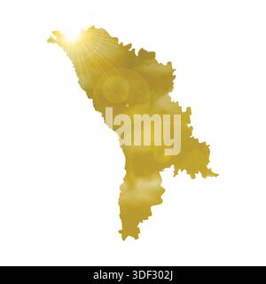 Map of MOLDOVA with Beautiful Sun and Clouds in Body Stock Vector