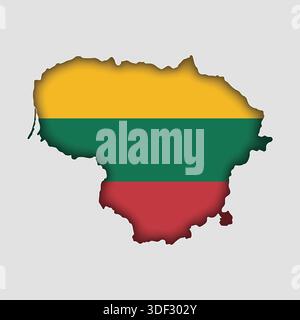 LITHUANIA Map with flag in body Stock Vector