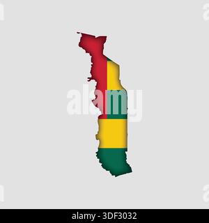 TOGO Map with flag in body Stock Vector