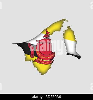 BRUNEI Map with flag in body Stock Vector